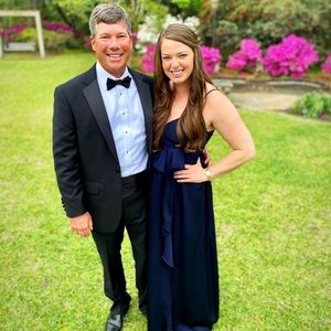 Navy floor length dress. Showpo size 8. NWT.